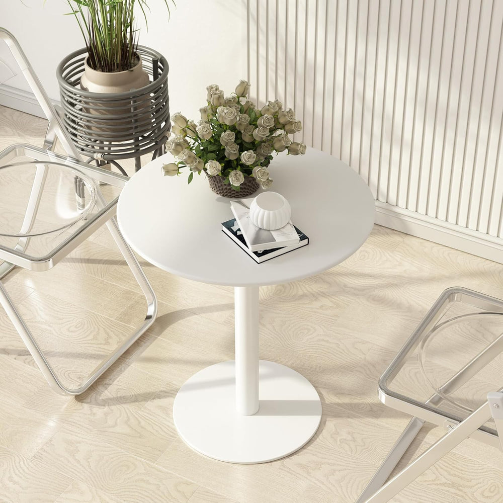 Round Dining Table 24" Circle Tulip Table with Metal Thickened Tabletop ...