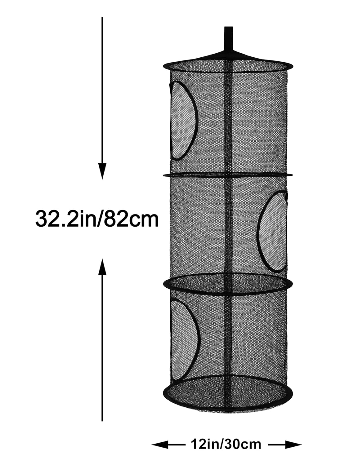 Libeder Mesh Hanging Storage Space Saver Bags Organizer,Foldable Storage Organizer 3 Compartments Toy Storage Basket for Kids Room Bathroom 2 Sets, Black