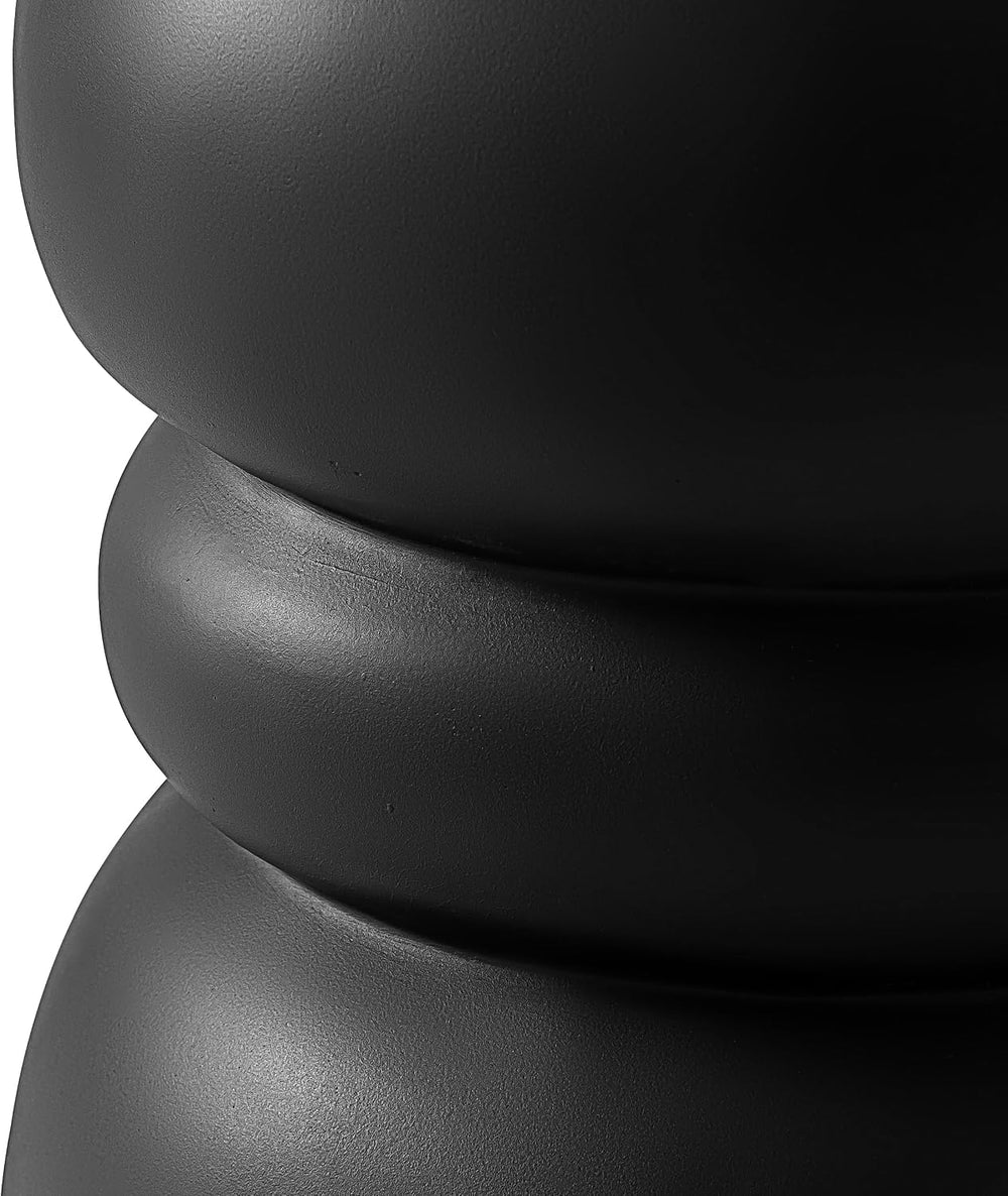 Black Concrete Side Table Unique Sculptural End Table, 19” Tall Handmade Ceme...