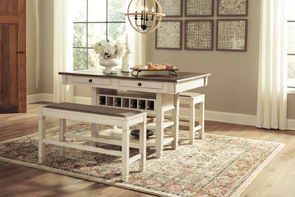 Signature Design by Ashley Bolanburg Double Upholstered Bench, Counter Height...