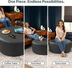 Jaxx Candler Round Couch Ottoman – Oversized Giant Coffee Table Ottoman - Versatile Firm Foam Construction - Kid Safe with Removable Cover, 36”, Premium Faux Leather, Crimson