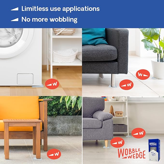 The Original Wobble Wedge Rigid Plastic Shims-MADE IN USA - Heavy-Duty Leveling Wedges for Furniture, Tables, Toilets, Home Improvement & Work Projects-Transparent Plastic Shim, Leveling Feet, 75 Pack