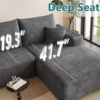95" Modular Sectional Couch, Boneless L Shaped Cloud Sofa with Chaise Lounge, Corduroy Upholstered Couches Memory Foam Deep Seat, No Assembly Required, Ideal for Living Room(Dark Gray, Right Facing)
