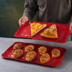 LEHAHA Christmas Melamine Platters for Serving Food, Colored Serving Trays, 17.5 x 10 Rectangular Turkey Serving Tray, Set of 2, Perfect for Outdoor, Christmas Parties, Restaurant, Dishwasher Safe