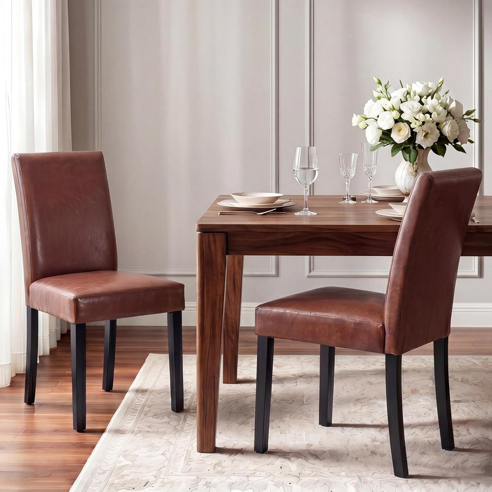LSSBOUGHT Modern Dining Chair Urban Style Linen Kicthen Chairs with Solid Woo...