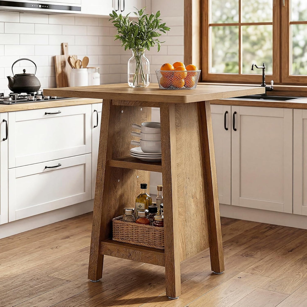 Tribesigns Kitchen Island with Storage, 3-Tier Square Counter Height Island T...