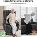 MCombo Large Power Lift Recliner Chair for Elderly, Lift Chair with Heat and Massage, 3 Positions, USB Charge Ports, Cup Holders, Fabric 7099 (Large, Dark Grey)
