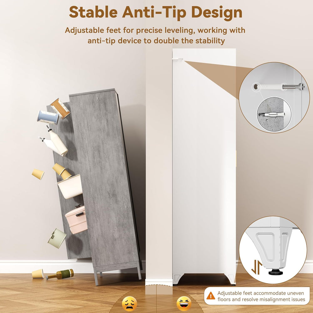 Polup 75" Pantry Cabinet, Tall Metal Storage Cabinet with Doors and Shel...