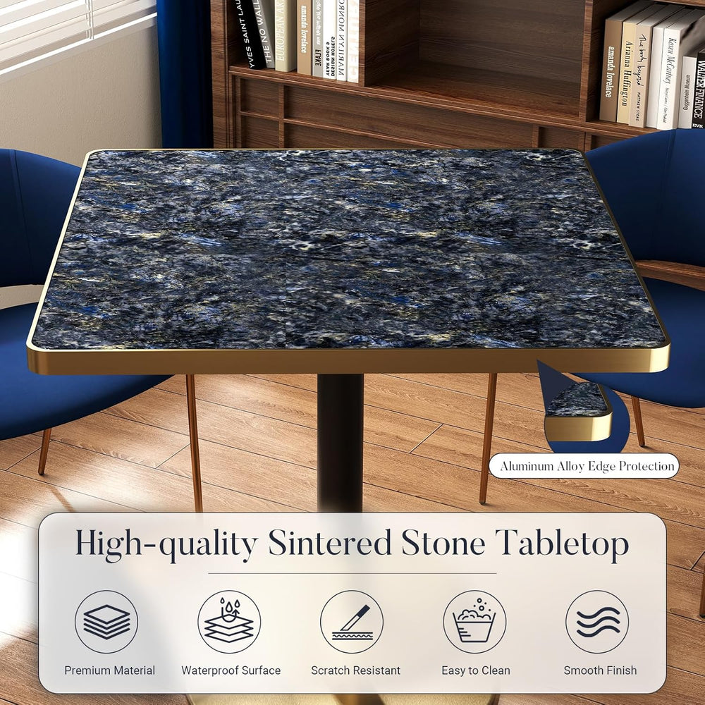 31.5'' Tulip Table, Square Pedestal Dining Table with Sintered Stone ...