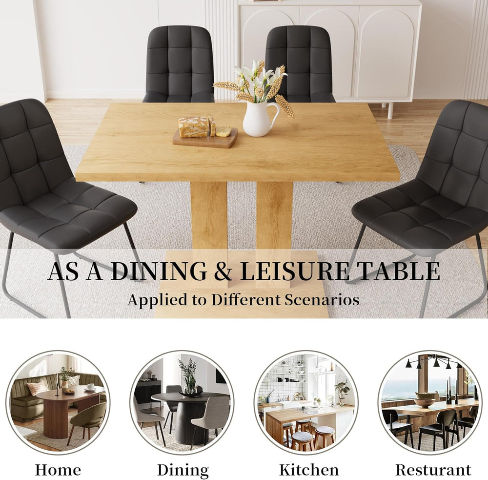 Dining Table Set for 4-6 People, 46 Inch Modern MDF Oak Kitchen Table with 4 ...