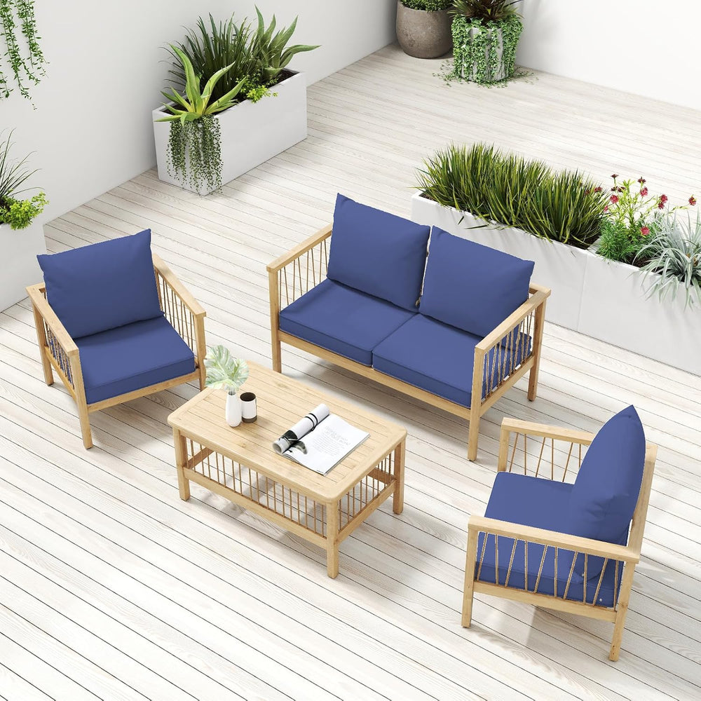Outdoor Chair Cushions Set of 4, 22 x 22 Inch Patio Furniture Cushions with S...