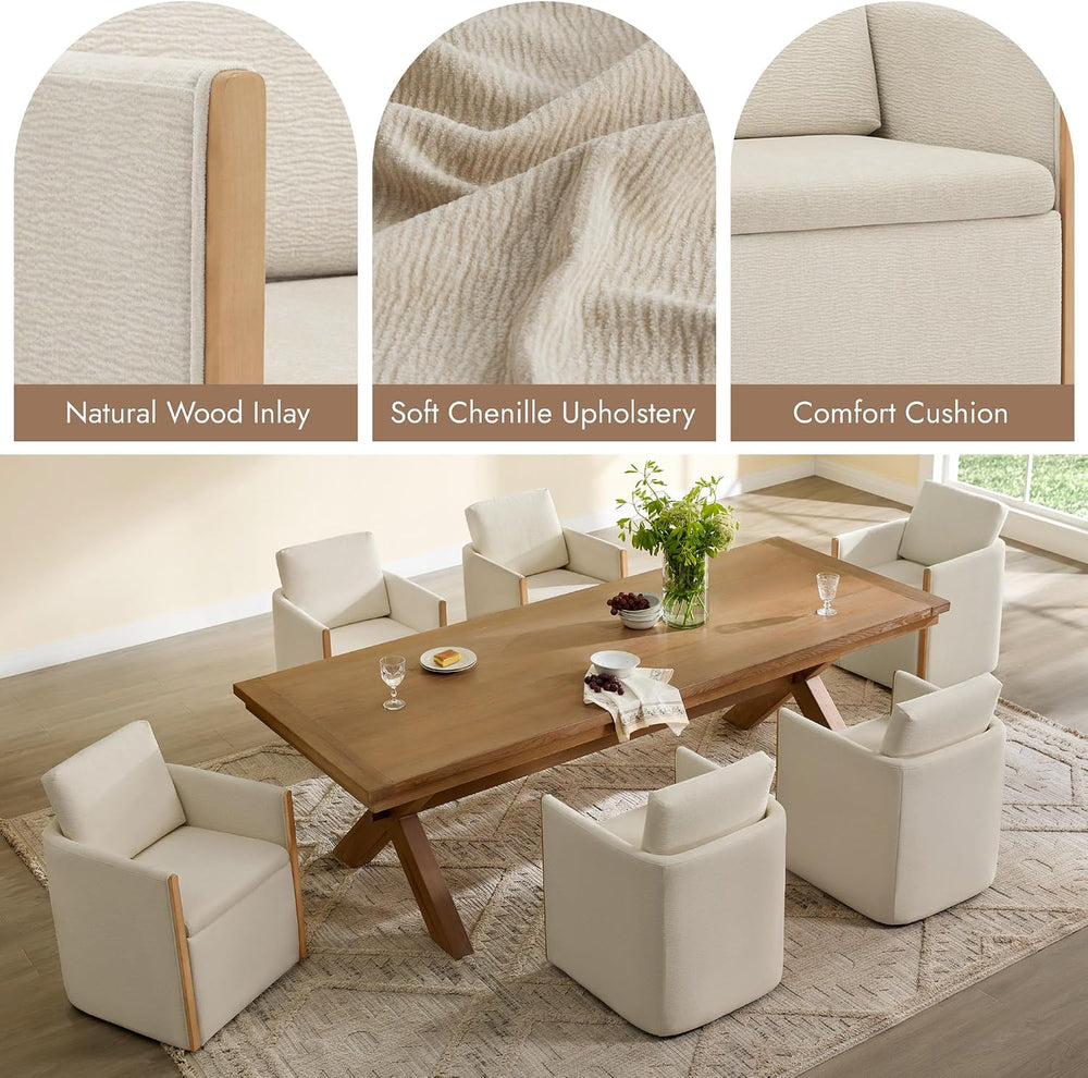 Watson & Whitely Modern Rolling Dining Chair with Casters, Set of 2, Line...
