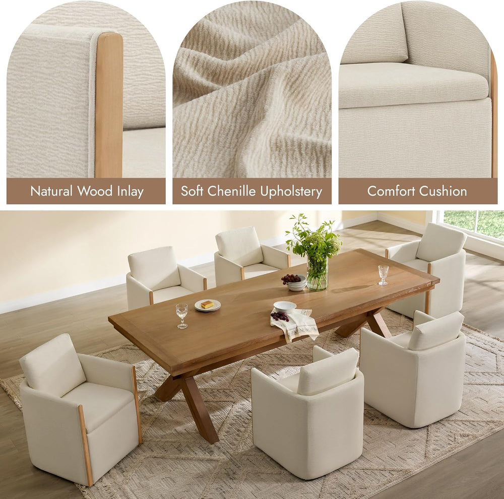 Watson & Whitely Upholstered Dining Chair with Casters, Modern Dining Roo...