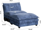 Homall Modular Sectional Sofa, Sofa Couch with Reversible Ottoman, DIY Combination Chenille Deep Seat Cloud Couch for Living Room, Apartment (Dark Blue, 1-Seat & 1-Ottoman)
