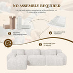 122" L Shaped Convertible Modular Couch, Cloud Couch Sectional with Ottoman, 4-Seater Chenille Boneless Couches for Living Room, Apartment, No Assembly, Beige 1PCS