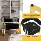 STHOUYN Modern Black Boucle Dining Chairs Set of 2 with Gold Metal Legs, Mid Century Barrel Kitchen Chairs Set, Upholstered Accent Armchairs Dining Room Set, Living Room, Apartment (Black, 2pcs)