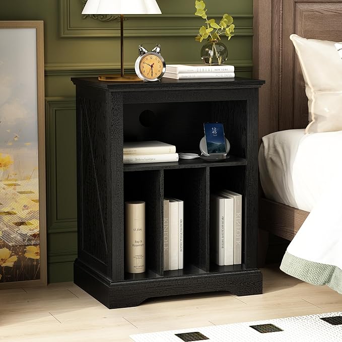 Farmhouse Record Player Stand, 3 Tier Turntable Stand with Vinyl Record Stora...
