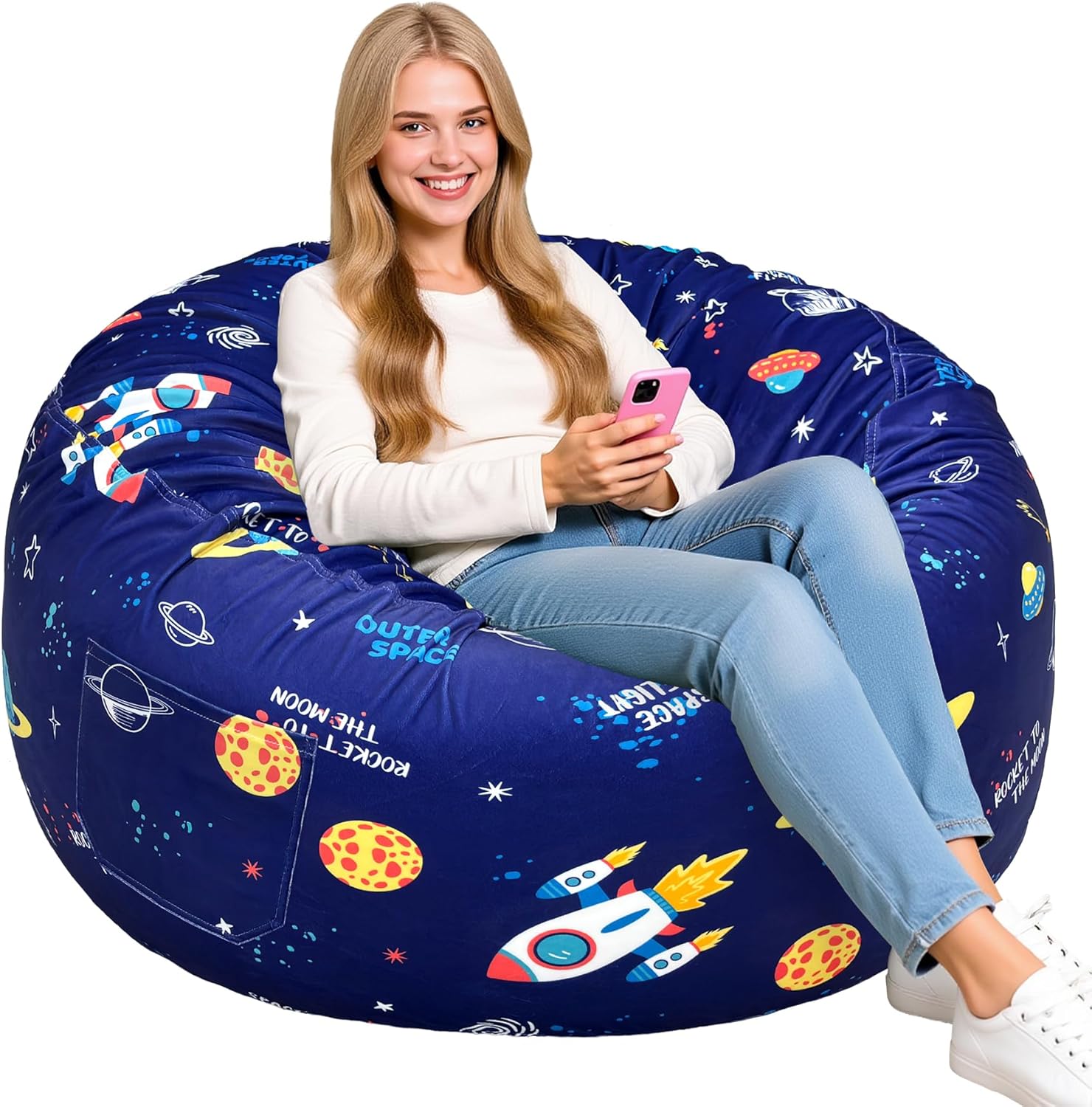 Lukeight Bean Bag Chair for Teens and Adults, Memory Foam Filled Floor Lounger, Washable Velvet Cover with Inner Liner, Beanbag Chair with Filling for Gaming and Reading, XX-Large 36" D x 20" H