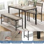 DUMOS Dining Table Set, Dining Table for 4 with Bench, Kitchen Table, Space-Saving Ideal 4-Person Set for Dining Room Kitchen Apartment Corner Grey 4 Pack