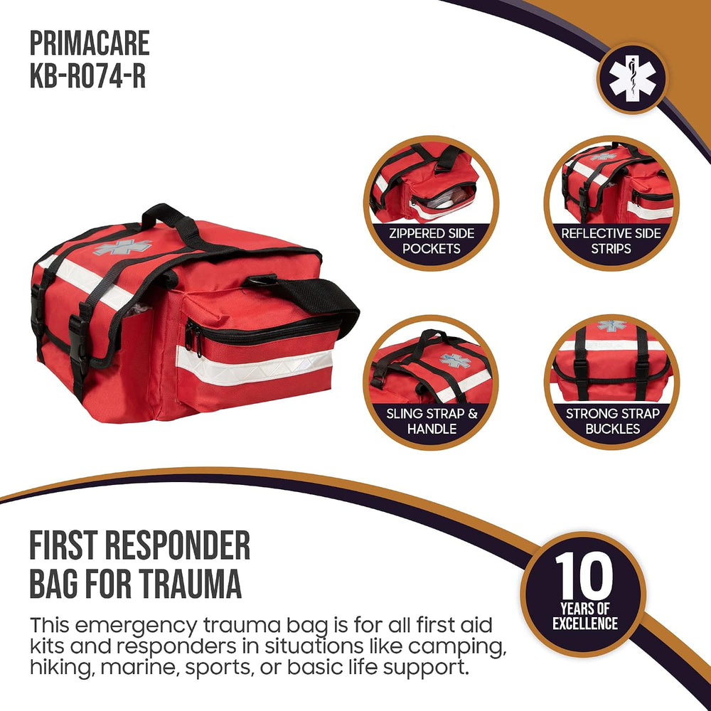Primacare KB-RO74-R First Responder Trauma Bag, 17" x 9" x 7",...