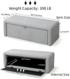 Homebeez 48" Storage Ottoman Bench with Side Opening, Large Storage Bench for Bedroom End of Bed, No Assembly Ottoman Foot Rest, Upholstered Entryway Bench for Living Room, Light Gray