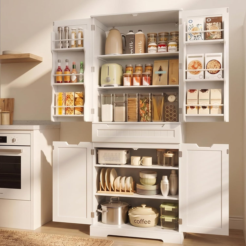 Gizoon Tall Kitchen Pantry Cabinet with Doors and Adjustable Shelves, White |...