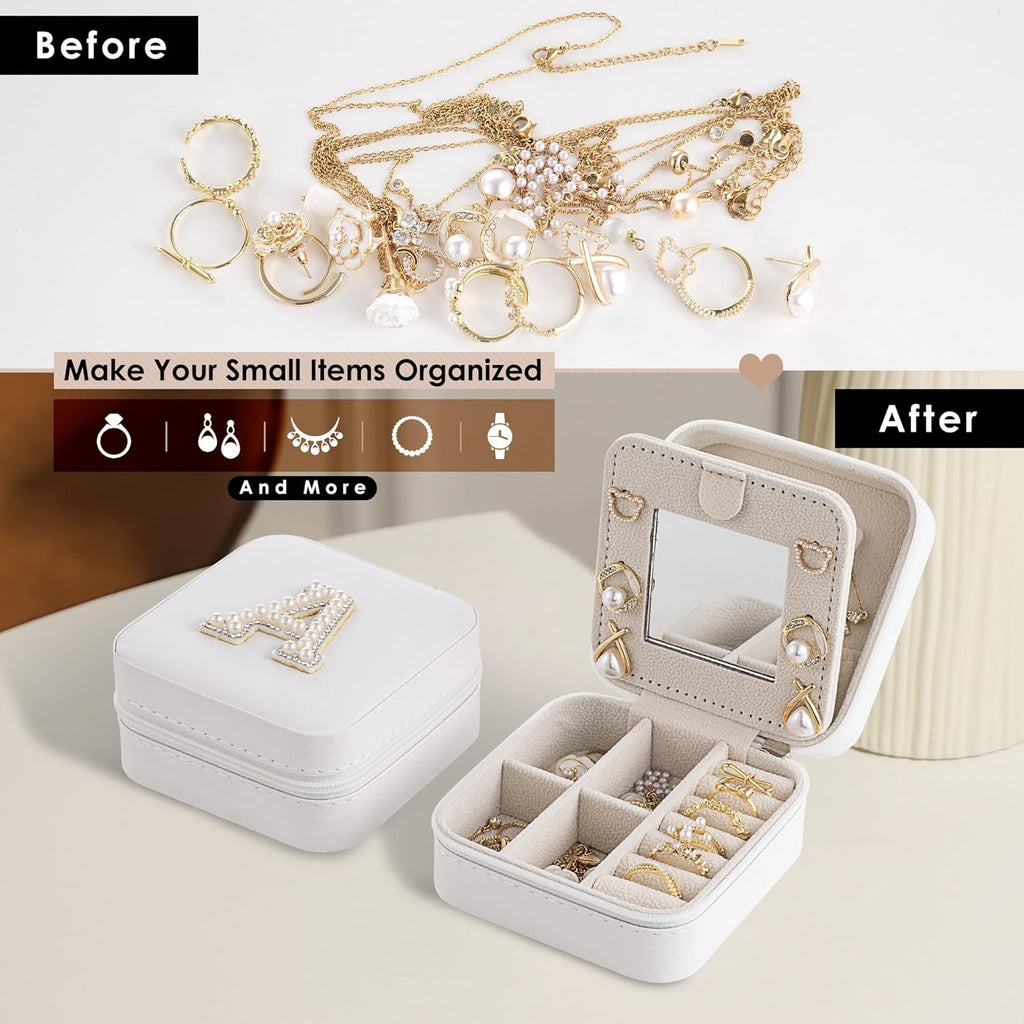 Birthday Gifts For Women, Initial Jewelry Box, Travel Jewelry Case, Gifts for Wife, Girlfriend or Daughter