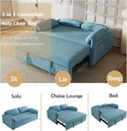 ERYE 3 in 1 Loveseat Sofa Convertible Sleeper Sofabed,Functional Recliner Daybed Love Seat Sofa&Couch W/Pull Out Couch Bed, Reclining Backrest and Pillows Armrests for Office Apartment RV Living Room