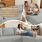 96" Modular Sectional Couch, Boneless L Shaped Cloud Sofa with Chaise Lounge, Corduroy Upholstered Couches Memory Foam Deep Seat, No Assembly Required, Ideal for Living Room(Light Gray, Right Facing)