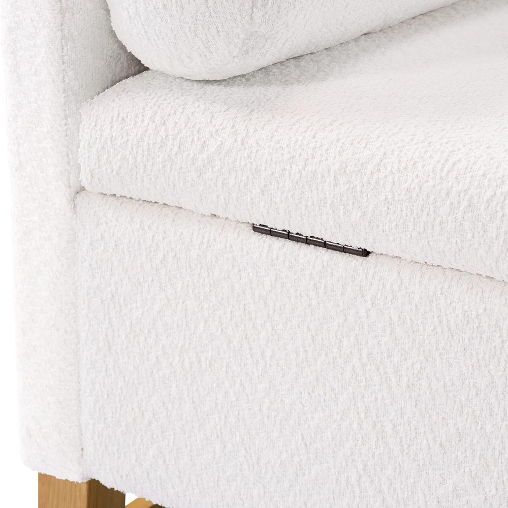 Merax Boucle Upholstered Storage Bench 50.8" End of Bed Bench with 2 Rou...