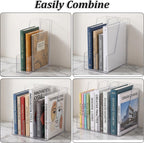 2 PCS Vertical File Holder, Clear Acrylic Desk Organizer for Office, Acrylic Magazine File Holder Rack, Plastic Document Storage Bins for Magazines, Binders, Notebooks & Envelopes, Space Saving for Ho
