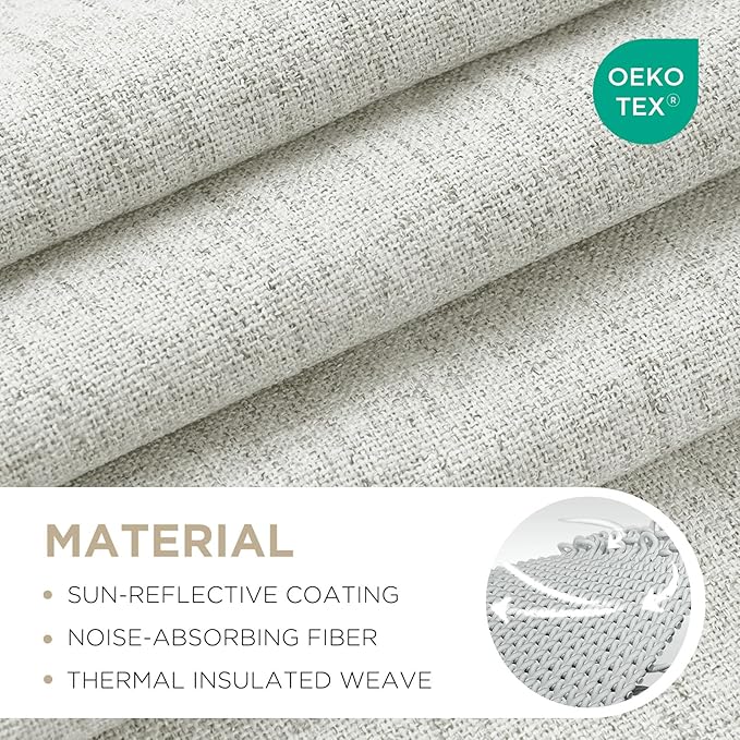 Joydeco Blackout Curtains for Bedroom - 100% Light Blocking 2 Panels Set White Drapes 70" W x 108" L, Thermal Insulated Room Darkening Curtains, Linen Textured for Living Room, Rod Pocket & Back Tabs