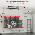 Motorized Garage Ceiling Storage Racks with Remote Control, 4x4 FT Overhead Garage Storage Rack, Heavy-Duty Lift Storage System, Space-Saving Hanging Shelves, 250 Lbs Capacity