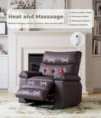GarveeHome Oversized Wide Recliner Chair - Heat and Massage, PU Leather Extra Wide Manual Recliner for Adults, Large Lazy Chair with 1.5X Sponge Comfort Arm and Back for Living Room, Bedroom