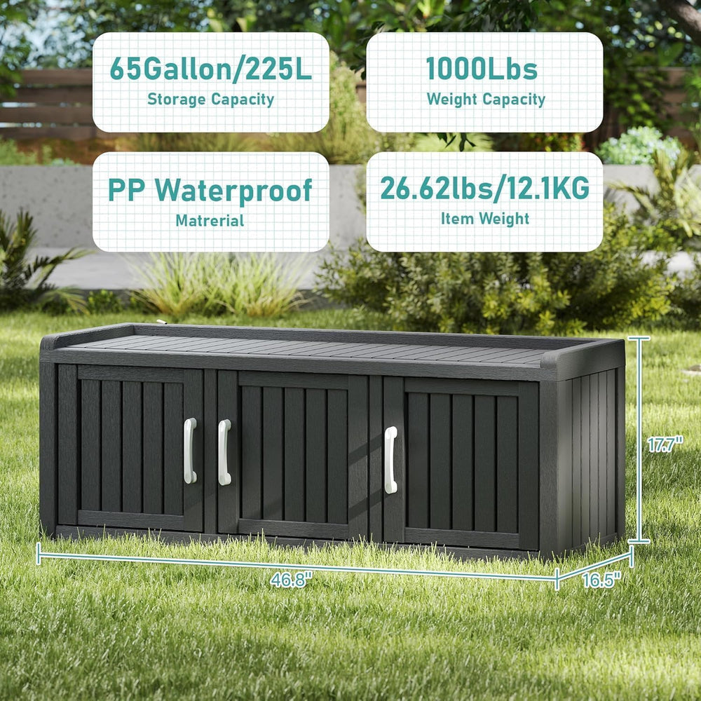 Outdoor Shoe Bench, Waterproof UV-Resistant Indoor Resin Shoe Cabinet, Entryw...