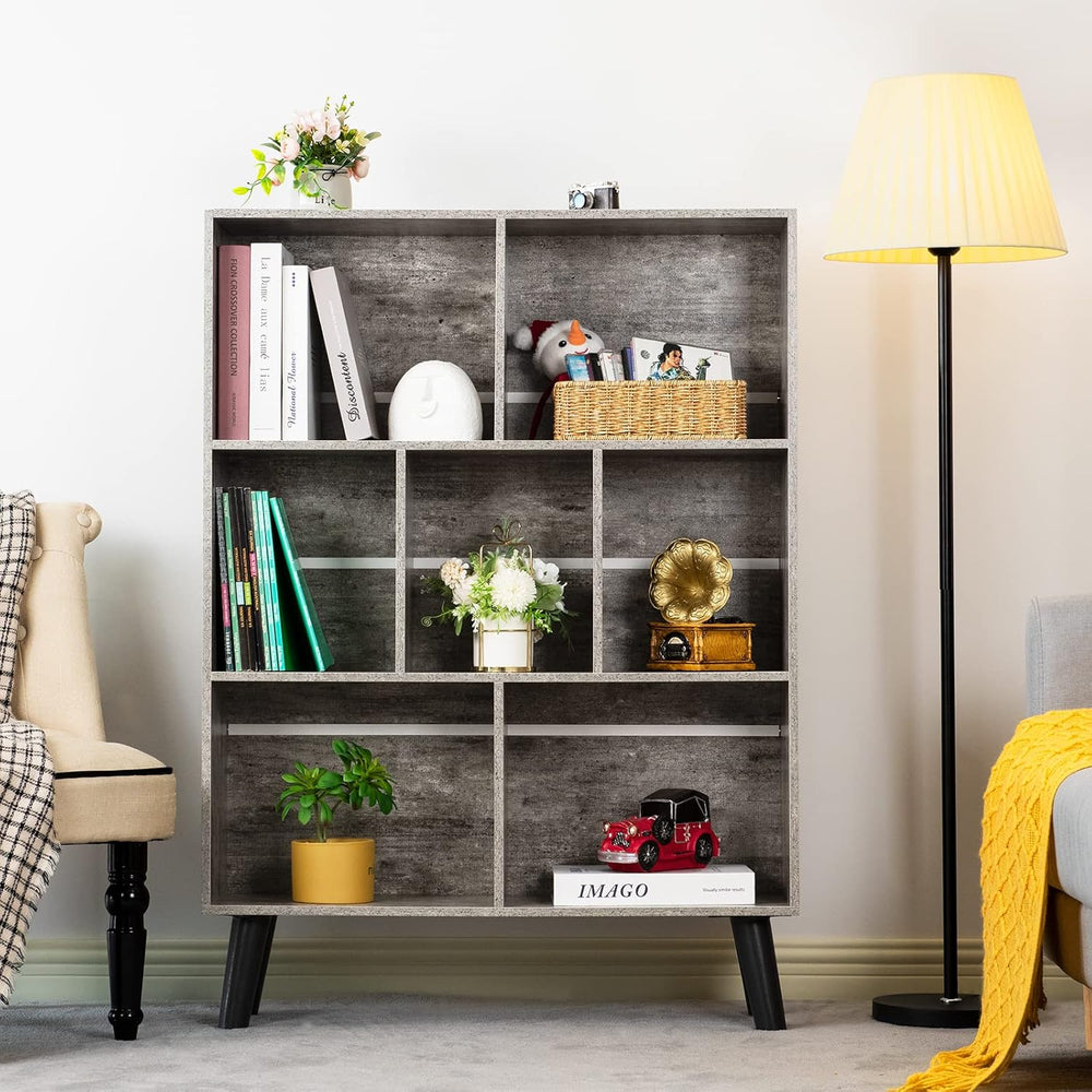 LEYAOYAO Bookshelf Cube Storage Organizer,3 Tier Bookcase with Legs,Modern Wo...