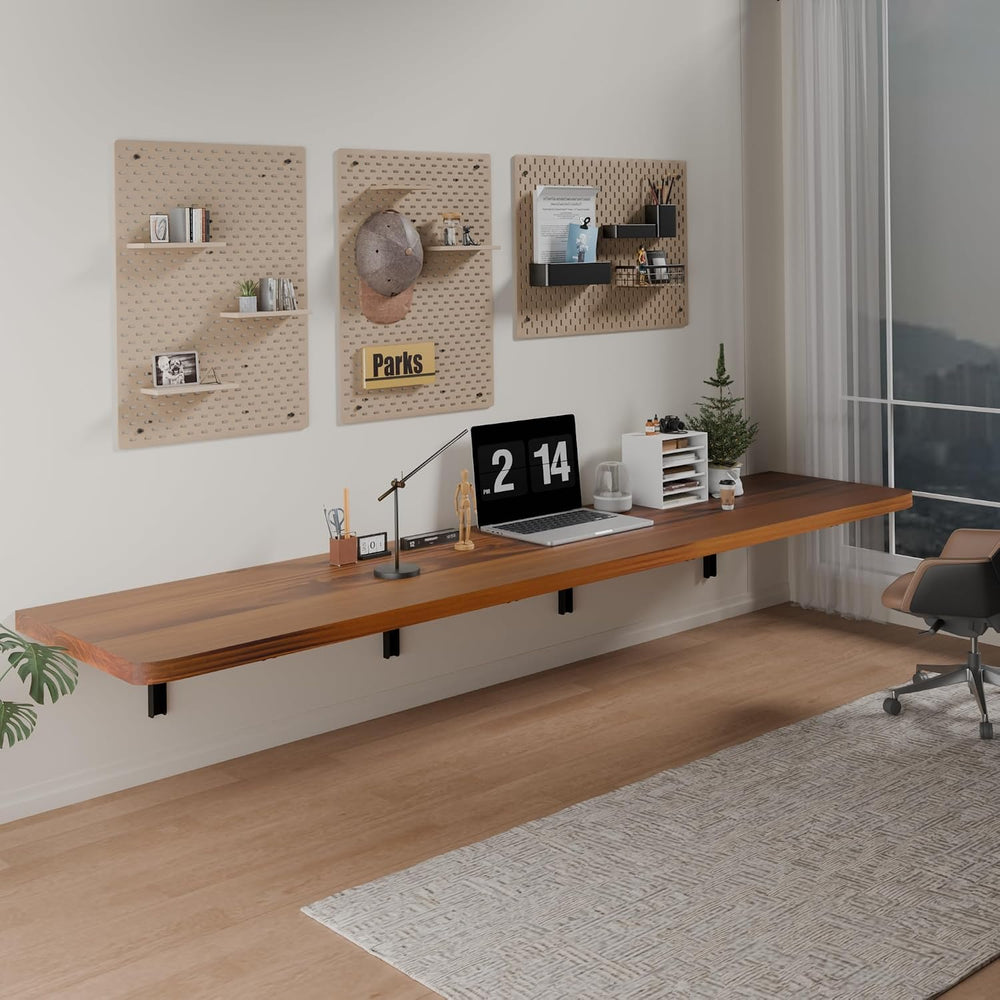 IAE Wall Mounted Folding Table with Pine Wood,72" x 16"Floating Wal...