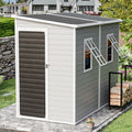 CDCASA 4x8 FT Resin Lean to Shed, Waterproof Outdoor Storage Shed with Floor and Adjustable Openable Windows,Outside Plastic Tool Shed for Backyard Garden Patio Lawn