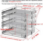 DINDON Pull Out Cabinet Organizer (22-1/2" W x 21-1/2"D), Cabinet Pull Out Shelves, 2 Tier Pull Out Drawers for Kitchen Cabinets, Wire Basket Slide Out Shelf, Pot and Pan Organizer