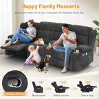 Recliner Sofa Set with Storage Console, Flip Middle Backrest Design 3 Seater Reclining Sofa and 2PC Single Recliner Chair, Manual Couches for Living Room (Gray, 3 Seat+Console+1+1)