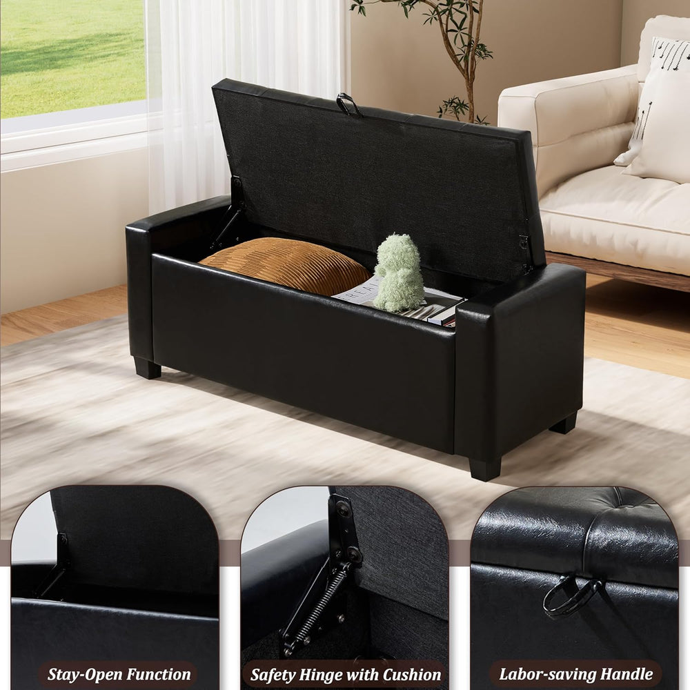 Royal Windsor Ottoman with Storage,Tufted Storage Bench with Safety Hinge,Hol...