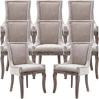 Dining Chairs Set of 8, Kitchen & Dining Room Chairs, Fabric Upholstered Dinning Chairs, Sillas De Comedor, Nailhead Trim, Wood Legs (Beige, 8 Pcs)