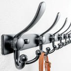 Dseap MaxStrong 2.0 Coat Rack Wall - 37” Long 10 Tri Hooks - Ultra Heavy-Duty Stainless Steel Wall Mount Coat Hanger, Hook Rail for Clothes Hats Jacket Towels Black