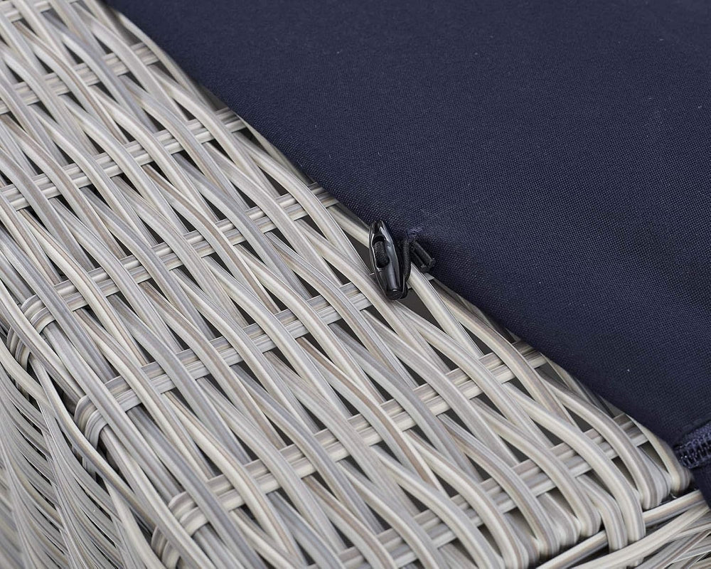 Conway Sunbrella® Outdoor Patio Wicker Rattan Ottoman in Light Gray Navy
