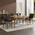 Dining Chairs Set of 6, Kitchen & Dining Room Chairs, Leopord Fabric Upholstered Dinning Chairs, Sillas De Comedor, Nailhead Trim, Wood Legs (Leopord, 6 Pcs)