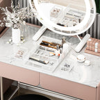 Marbrasse 3 Packs White Desk Drawer Organizers,Drawer Organizer Tray with 9 Adjustable Compartments,Junk Drawer for Makeup & Vanity, Office Desk Supplies and Accessories（White）