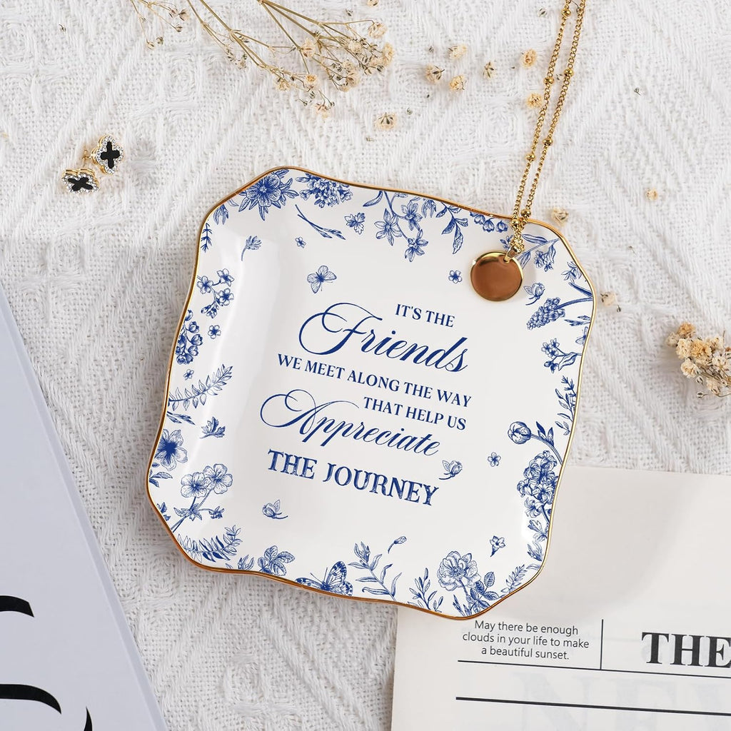 Friendship Gifts for Women,Best Friend Birthday Gifts For Women,Jewelry Tray,Birthday Gift for Womens Friendship,4x4 Small Jewelry Dish Trinket Dish,Unique Gift For Friends Coworkers