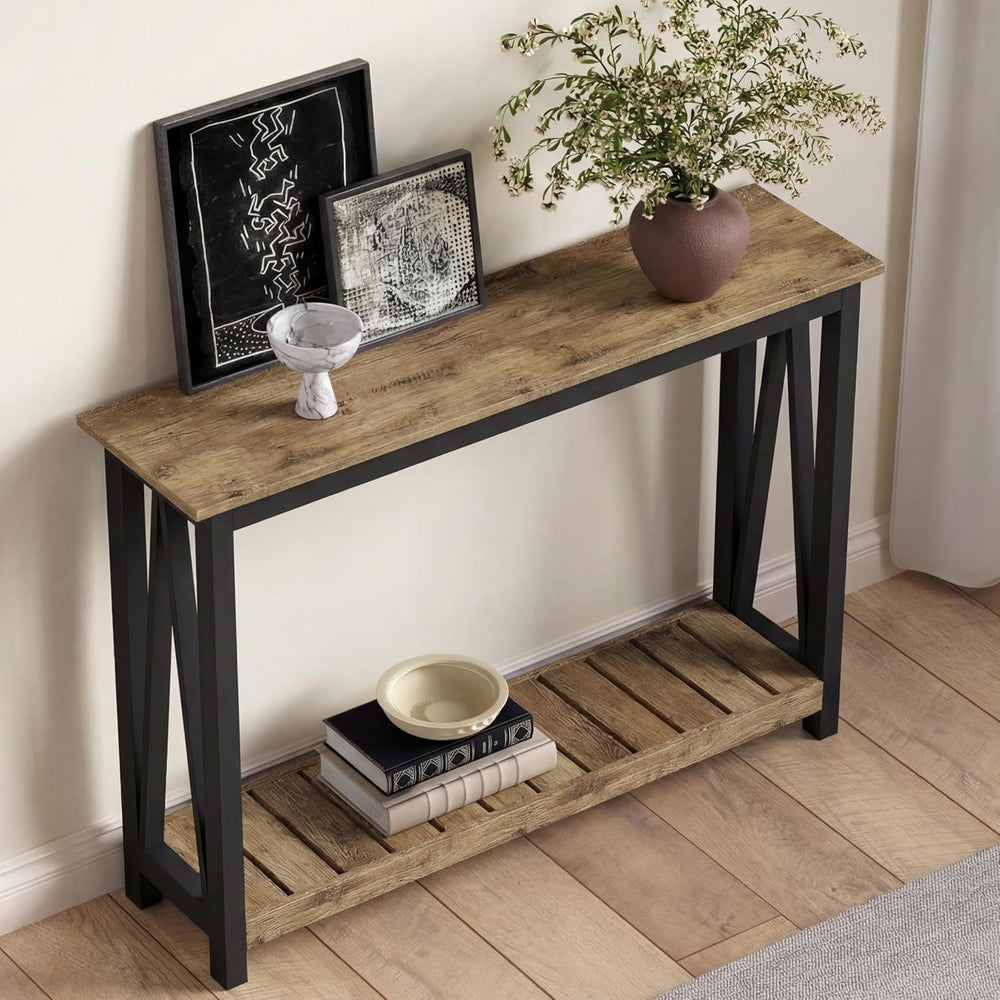ChooChoo Farmhouse Console Table, Rustic Vintage Narrow Sofa Table for Entryw...