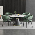 Modern Dining Chairs Set of 4, Faux Leather Upholstered Kitchen Chairs with Curved Back and Metal Legs, Mid Century Chairs for Dining Room, Kitchen, or Café (Green)