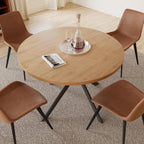 HIPIHOM 45.3 Inch Modern Round Dining Table for 4, Space-Saving Dinette with Carbon Steel Legs for Home Kitchen Apartment(Oak Table)